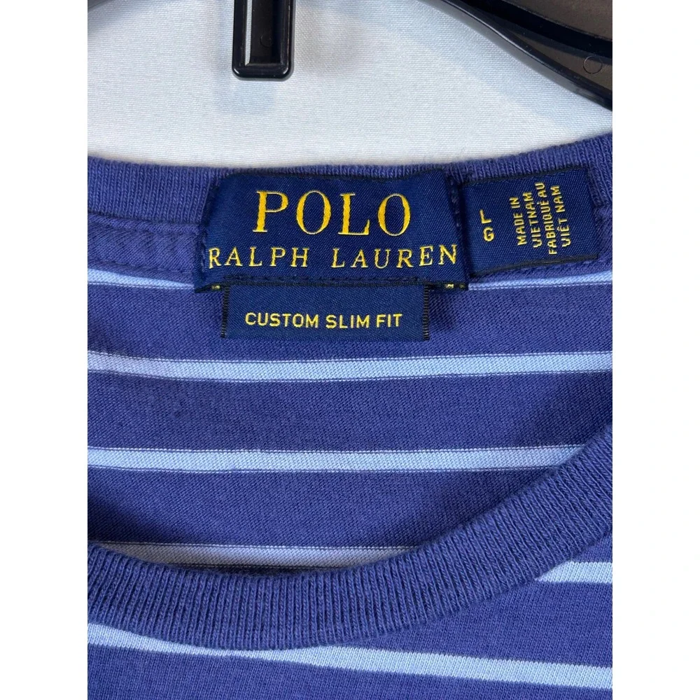 Polo Ralph Lauren Mens Custom Slim Fit Striped T-Shirt Blue Large Short Sleeve